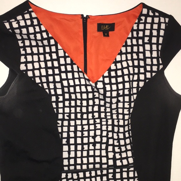 Ile New York Black + White Grid Print Sheath Dress – Size 12 - Picture 3 of 7